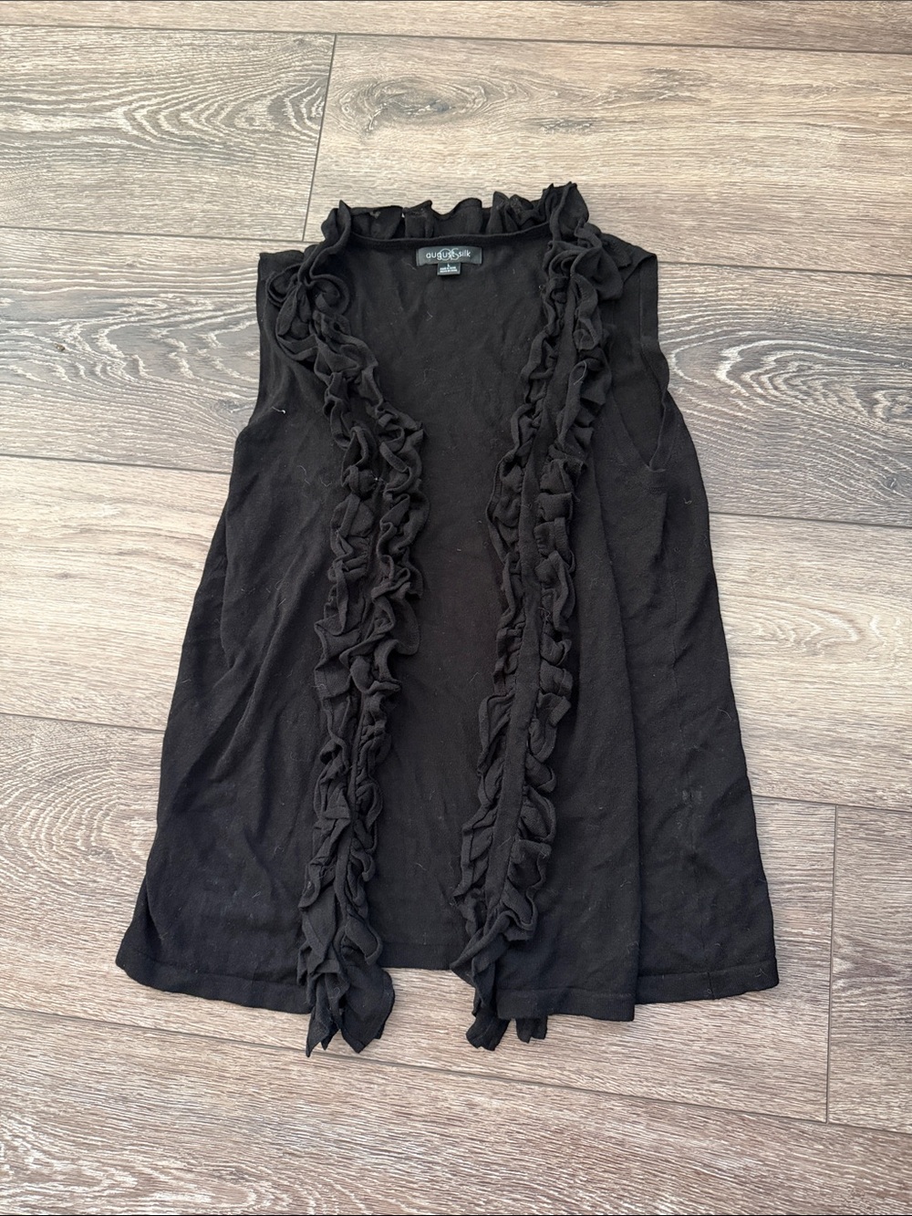 august silk Black Ruffle-Front Sleeveless Camisole